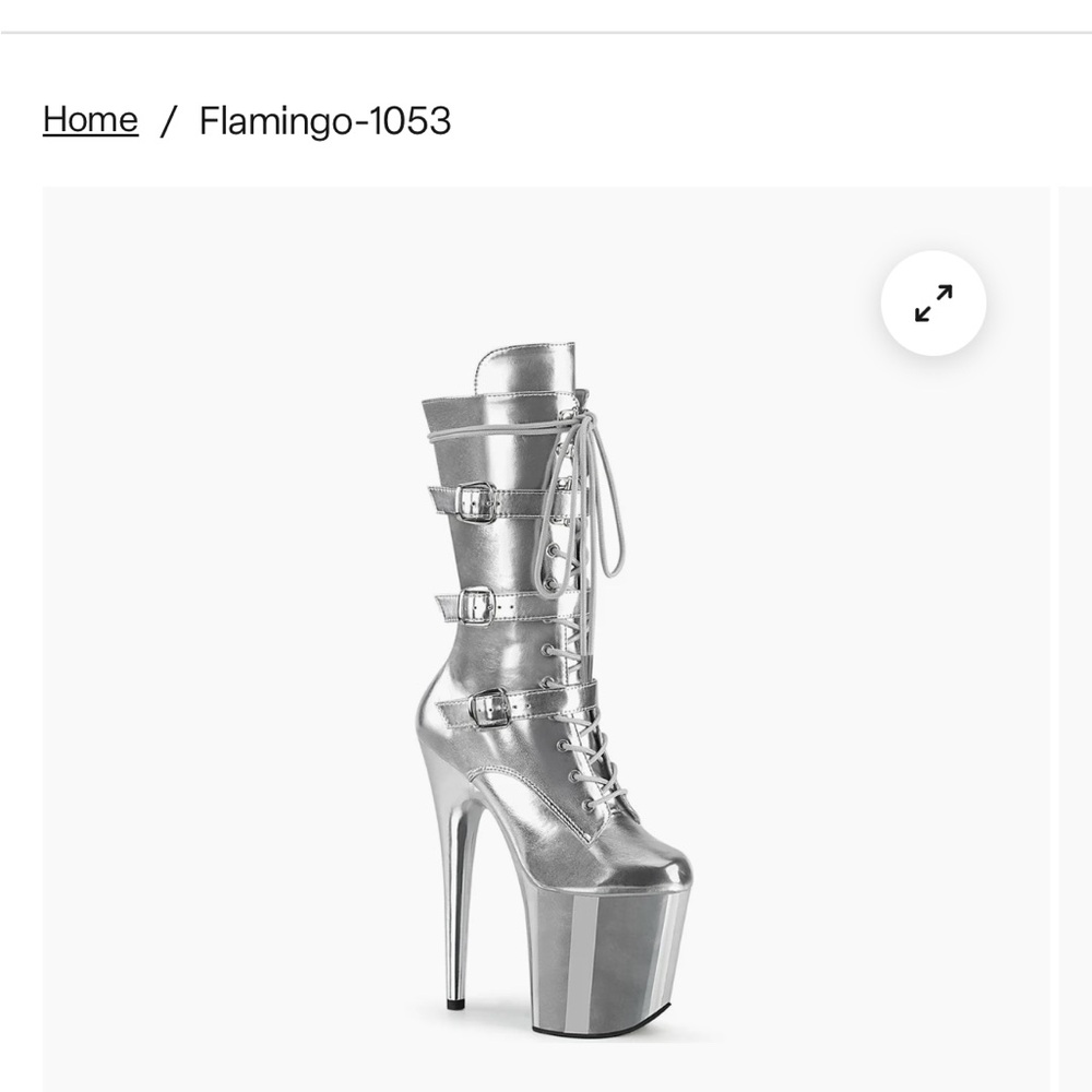 Pleasers Silver Platform Lace-Up Boots 8” size 8
